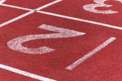 Running track in stadium Stock Photos