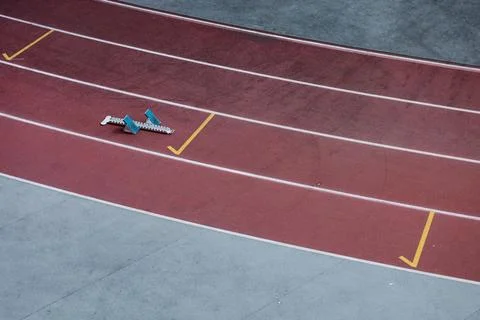 Running track in the stadium. Stock Photos