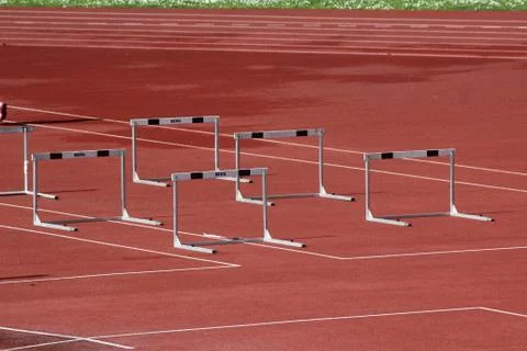 Running track steeplechase Stock-Fotos