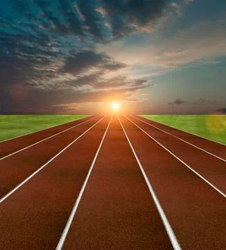 Running Track with sunset Stock Photos