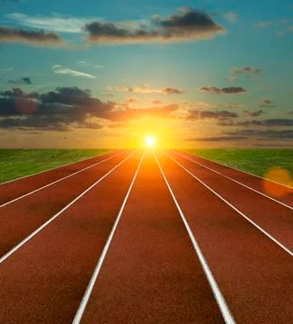 Running Track with sunset Stock Photos