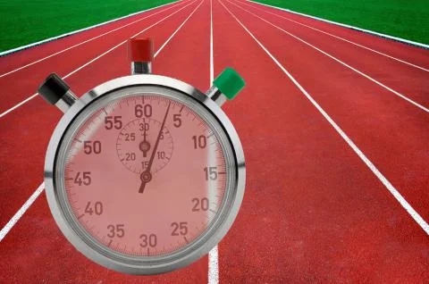 Running tracks and stop watch Stock Illustration