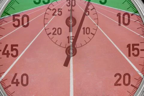 Running tracks with stop watch Stock Illustration