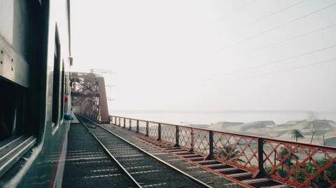 Running train over the bridge 写真素材