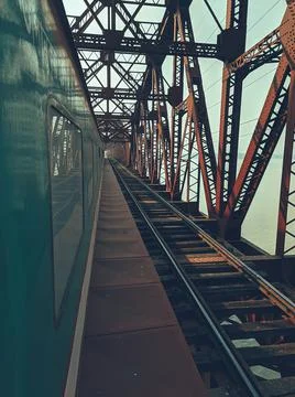 Running train over the bridge 写真素材
