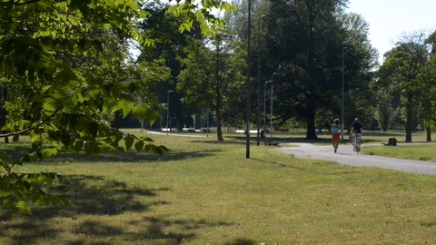 Running training at the park Stock Footage 112778069