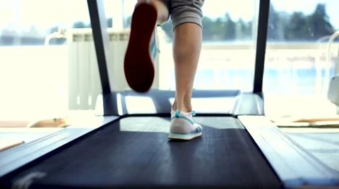 Running on a Treadmill Stock Footage 40349881