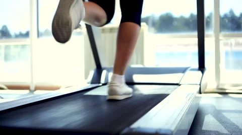 Running on a Treadmill Stock Footage