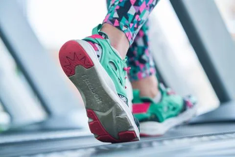 Running on the treadmill Stock Photos