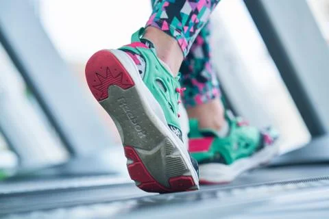 Running on the treadmill Stock Photos