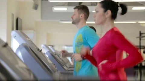 Running on the treadmills Stock Footage 47894244