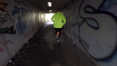 Running in the tunel Stock Footage