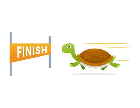 Running Turtle to the finish line Stock Illustration