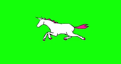 Running unicorn cartoon linear character greenbox Stock Footage 287398258