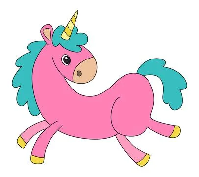 A running unicorn on a white background Stock Illustration