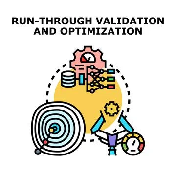 Running validation and optimization process for data analysis Illustrazione stock