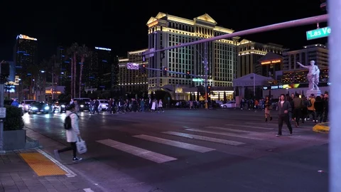 Running in Vegas by night Stock Footage 101825872