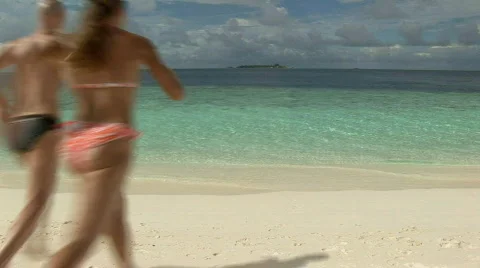 Running into water Stock Footage 70710