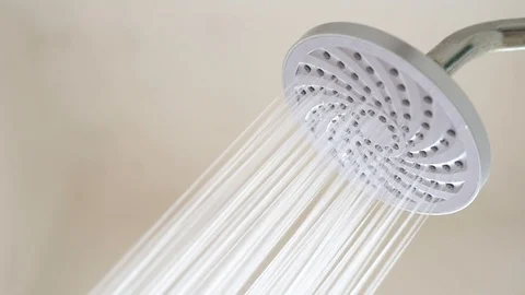 Running water from a shower head Stock Footage 107182219
