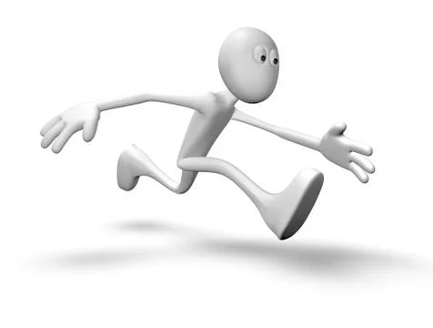 Running white guy - 3d illustration Stock Illustration