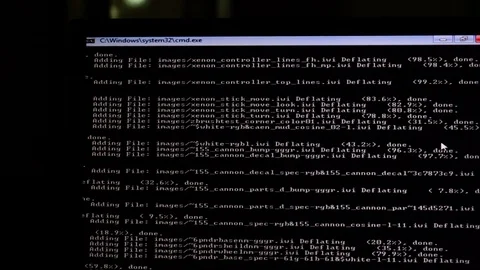 Running white lines on a black computer screen Stock Footage 94710740