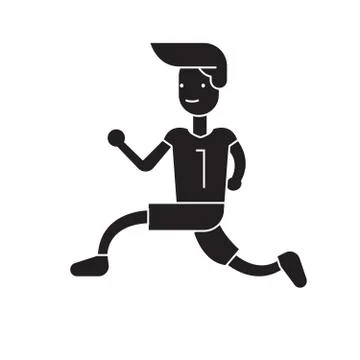 Running to win black vector concept icon. Running to win flat illustration, sign Stock Illustration