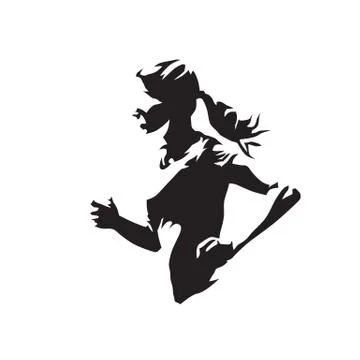 Running woman, abstract isolated vector silhouette. Run logo Stock Illustration