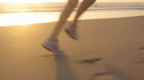 Running woman feet close up exercise Stock Footage
