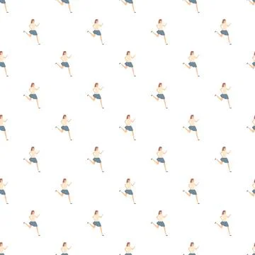 Running woman seamless pattern for textile or web design イラスト素材