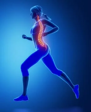 Running womna spine problem concept Stock Illustration
