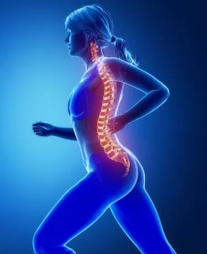 Running womna spine problem concept Stock Illustration