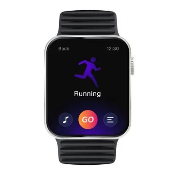 Running workout application interface realistic smart watch vector mockup Stock Illustration