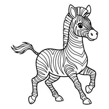 Running zebra in dynamic black and white illustration Stock Illustration