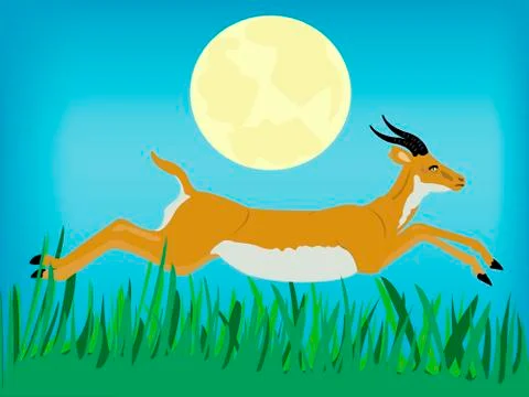 Runninging antelope Stock Illustration