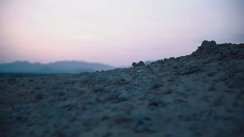 Runs on the desert at sunset Video stock 89850070