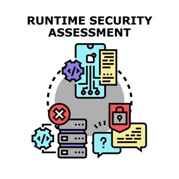 Runtime security assessment securing application data cyber protection Stock Illustration