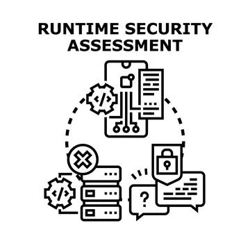 Runtime security assessment securing application data cyber protection Stock Illustration