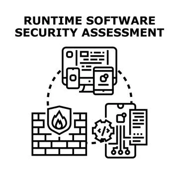 Runtime software security assessment process illustrating application vulnera Illustrazione stock