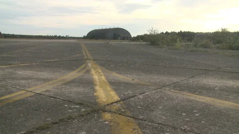 Runway at abandoned cold war USAF base Stock Footage 98087133