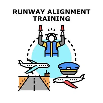 Runway alignment training for aviation operation personnel Stock Illustration