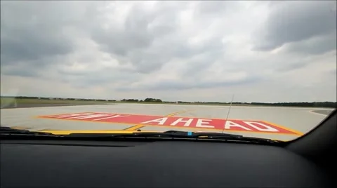 Runway, Inspection of the runway at the airport. View from the car Video stock 46356053