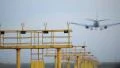 Runway lights. Landing at the airport HD Footage