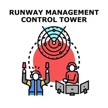 Runway management air traffic control operations Stock Illustration