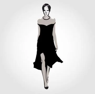 Runway model in designer outfit  Stock Illustration