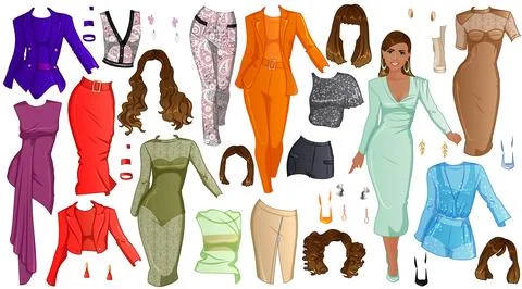 Runway Model Paper Doll. Vector Illustration Stock Illustration