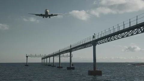 A runway in a sea Stock Footage 115084460