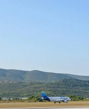 Runway of Split international airport in Split, Croatia Stock Photos