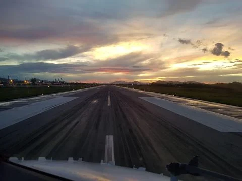 Runway at sunset Fotos de archivo