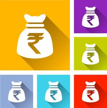 Rupee bag icons Stock Illustration