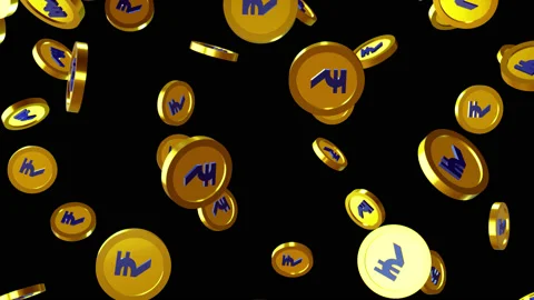 Rupee Coin falling from top 4K Ultra HD Stock-Footage 134525103